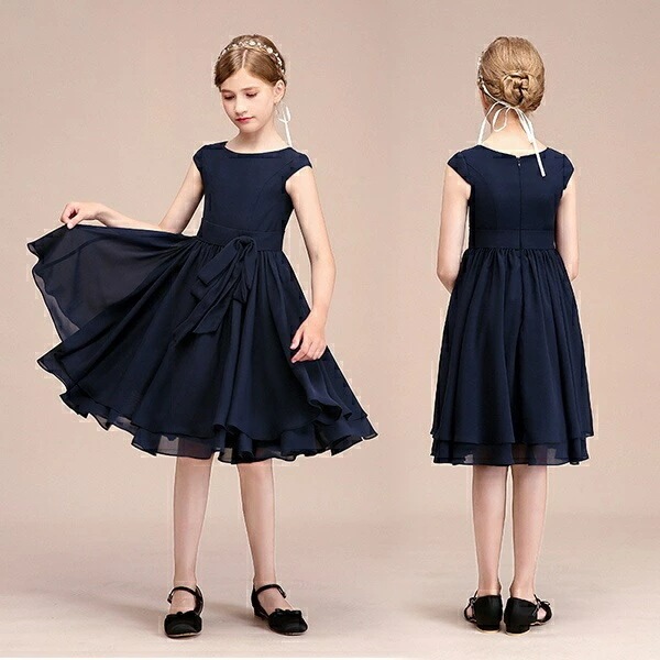 ドレス 子供 ピアノ 発表会 ピアノ発表会 中学生 ワンピース 女の子 ショート丈ドレス ショート丈 膝丈 結婚式 ジュニア ピアノ発表会ドレス パーティードレス イブニング キッズ ミディアム丈 紺