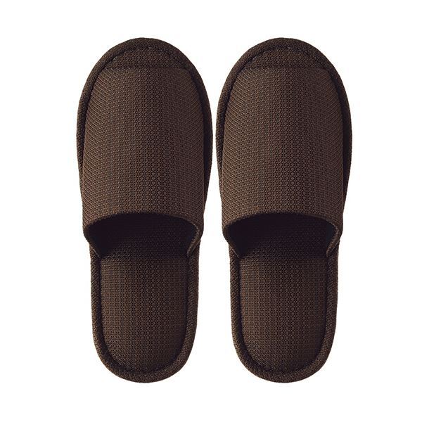 （まとめ） TANOSEE外縫いスリッパ ラドクリフ L ブラウン 1足 [x5セット]