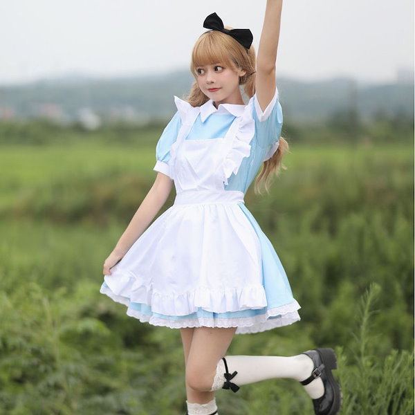 新品 不思議の国のアリス 鏡 コスプレ服 メイド服 ハロウィン 衣装 二次ロリ