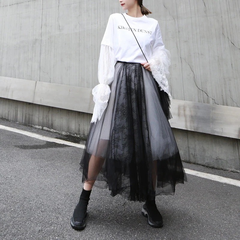 大きいヤードの女のレースの長いスカート気質蓬蓬スカート網のスカートの蓬蓬の半身愛されドッキングワンピ夕イトスカ一ト冬のワンピースリネンワンピ30%制限 5,487円