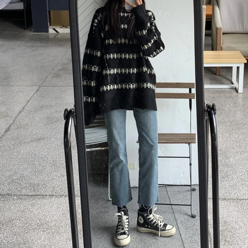 ジーンズ女性ルーズ春春冬春と春の新しいハイウエストの小さな人々lが高くて薄い9分のストレートパンツ