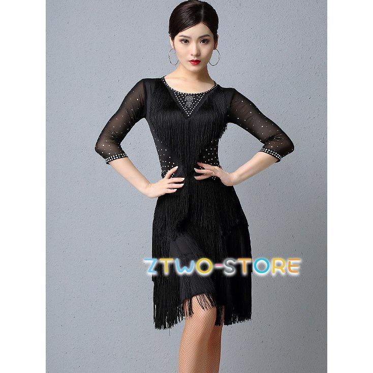 新しい子供用ダンスウェア ラテンダンス衣装 社交ダンス衣装 ラテンドレス 社交ダンス ドレス ワンピース レディース 五分袖 大きいサイズ 3L 黒 赤 ステージ衣装 女性 2枚購入で2780円OFF