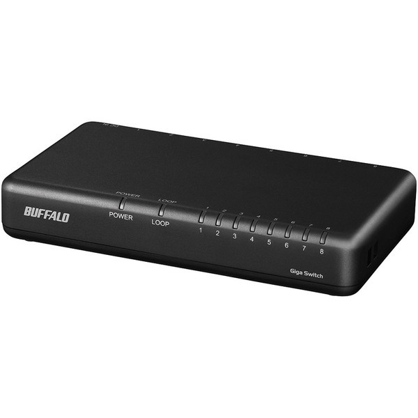 LSW6-GT-8EP/BK [Giga 8ポート スイッチングハブ 電源外付け プラスチック筐体 マグネット付 ブラック]