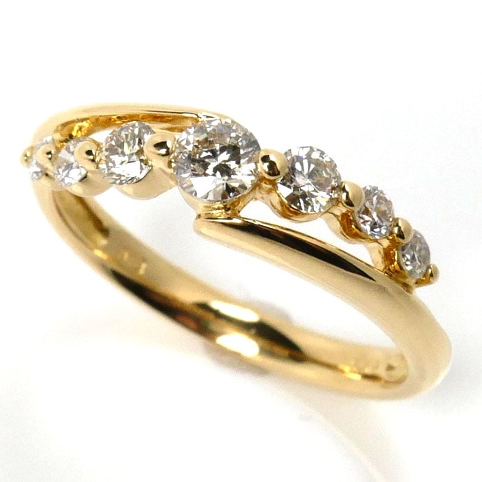 K18YG イエローゴールド ダイヤ リング・指輪 ダイヤモンド0.5ct 11.5号 2.3g レディース 中古 美品