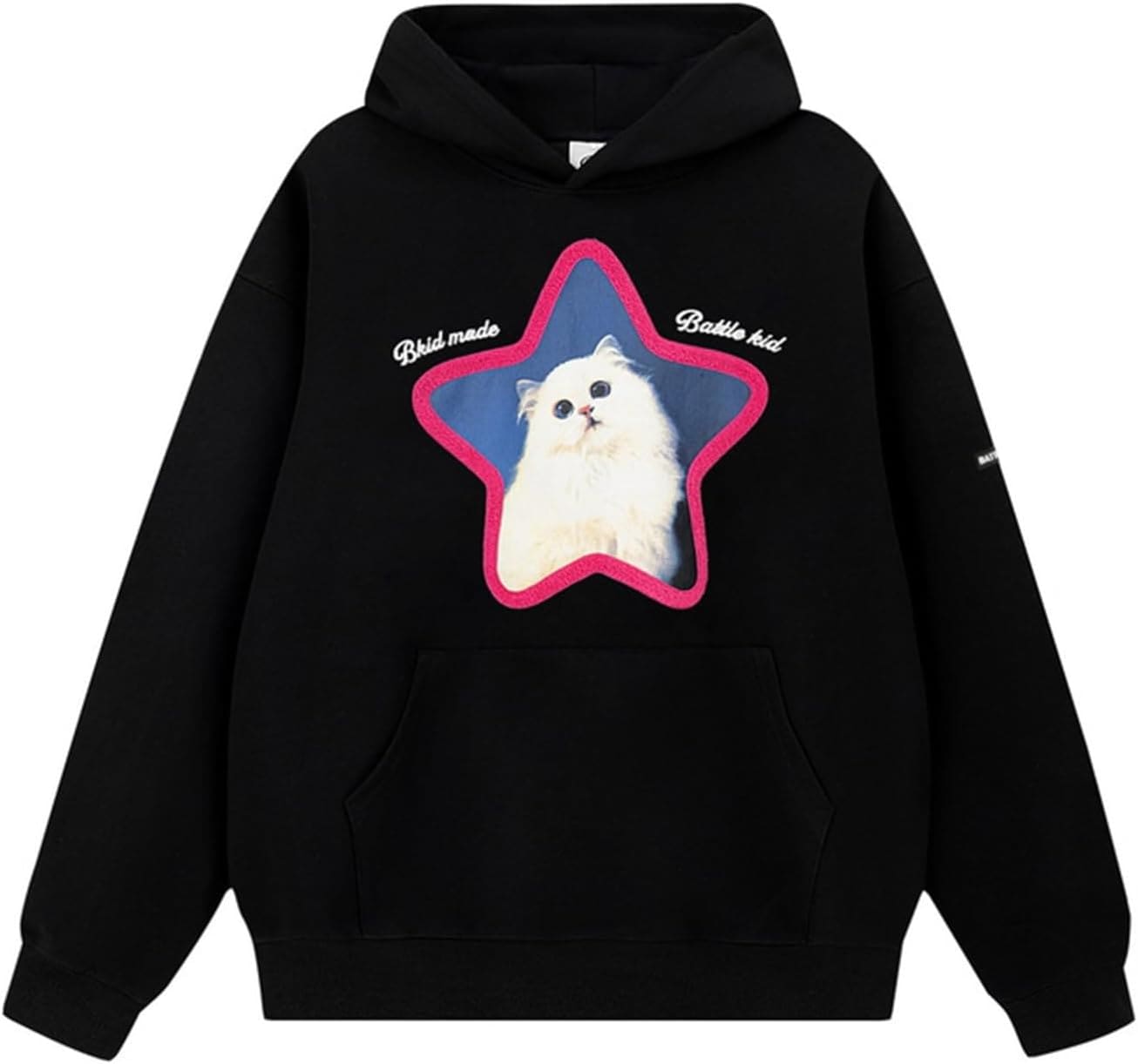 メンズ ねこ柄 星 パーカー 英語柄 フルオーバー 長袖 レディース 男女兼用 春秋冬 ストリート系 保温 おしゃれ 柔らかい 通気 和風 かわいい Y2k 若者 高校生 カップル トラベル 通勤通学