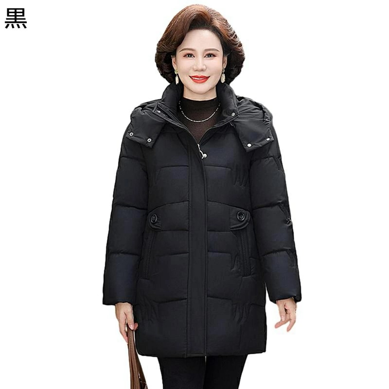 レディース ウィンタージャケット フード付き 長袖 ロング 中綿 綿服 保温性 厚い コンフォート アウトドア アウター コート 婦人 シニア 秋冬 お年寄り 中高年 50-70代 カジュアル ゆるめ