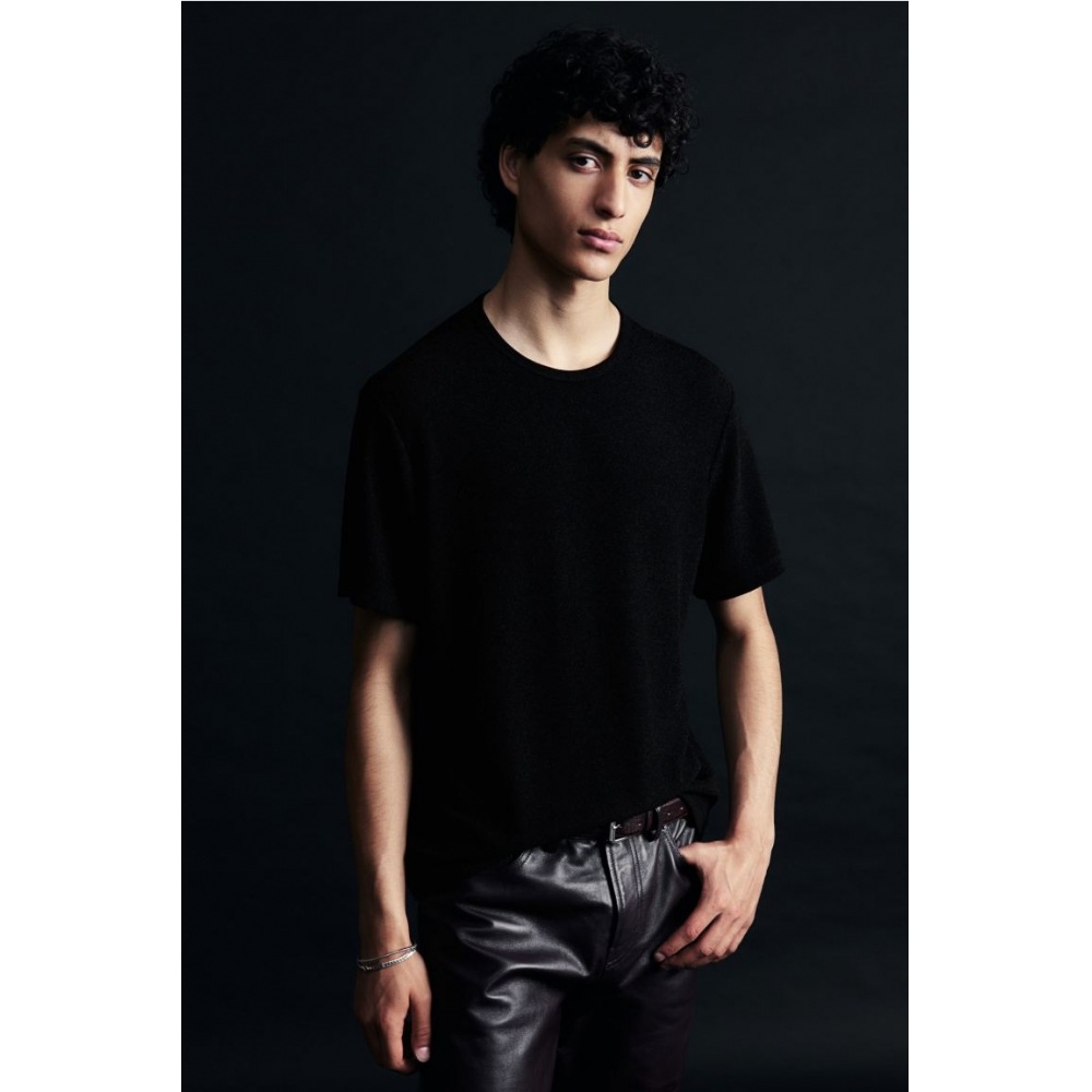 H&M レギュラーフィットグリッター T シャツブラック
