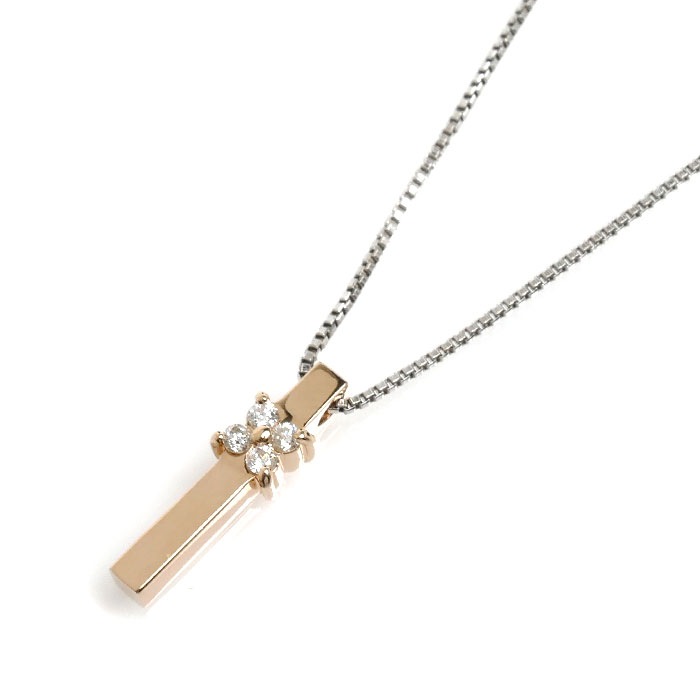 Vendome Aoyama ヴァンドーム青山 K18PG ピンクゴールド K18WG ホワイトゴールド ネックレス ダイヤモンド 2.8g 40cm レディース 中古
