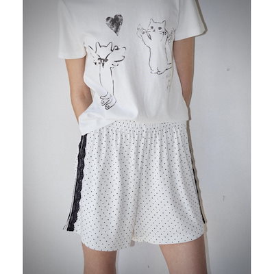 ROGIN N ROSIE ホワイト サイドレースショーツ DOTTED DETAIL