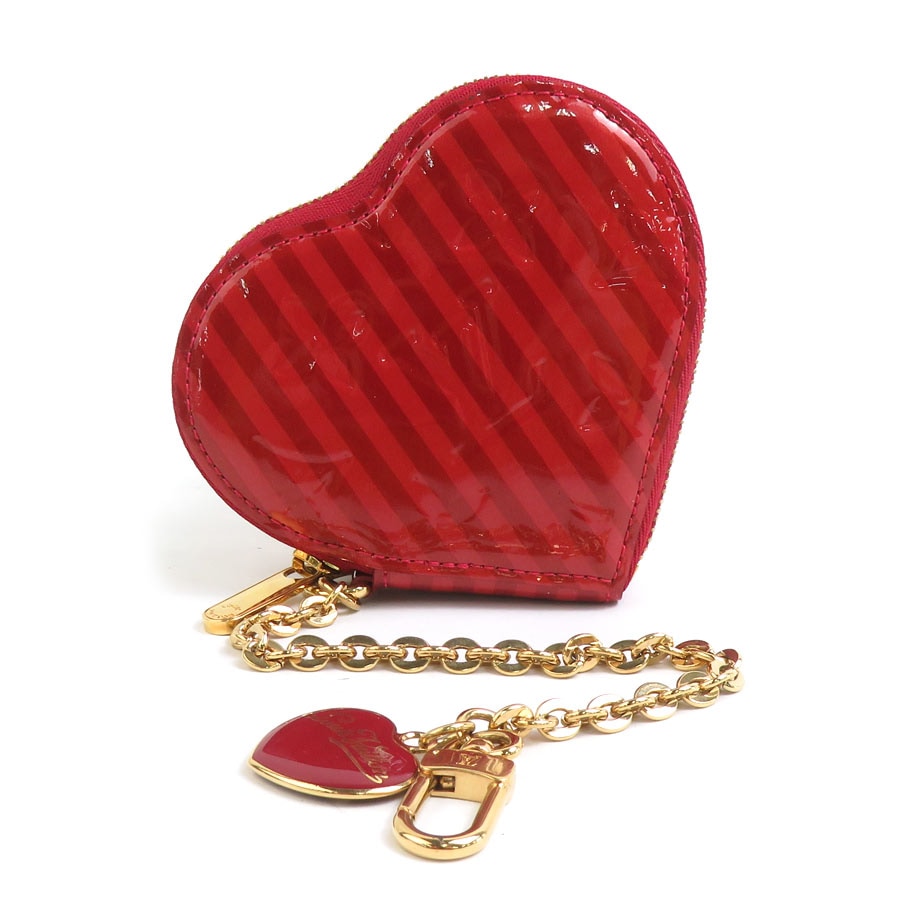ルイ ヴィトン LOUIS VUITTON コインケース ヴェルニ レイユール ポルトモネ クール パテントレザー レッド ゴールド レディース M91714 e60122g