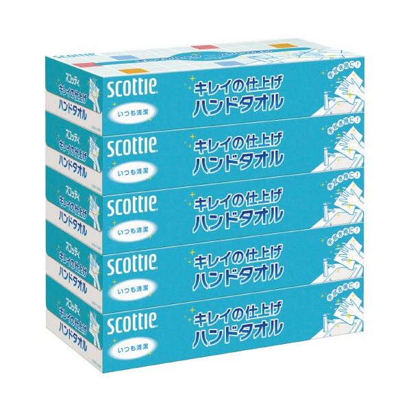 （まとめ）日本製紙クレシア スコッティ ハンドタオル ボックス 5箱 [x5セット]