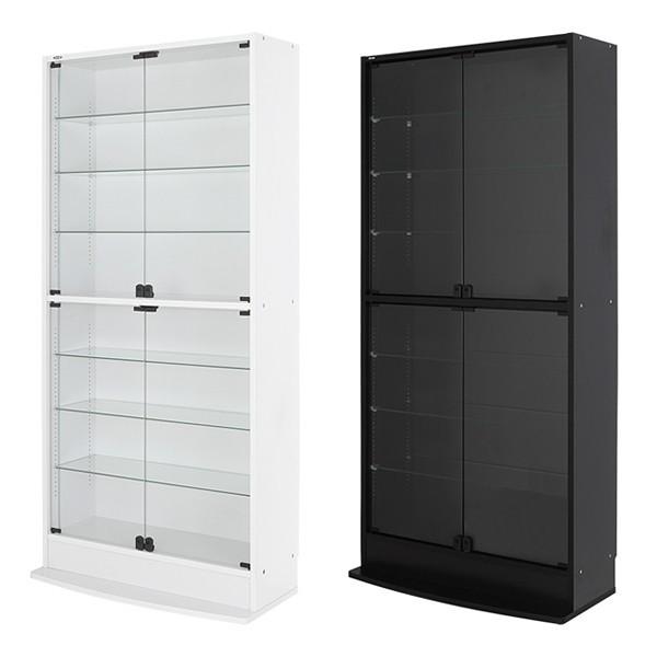 コレクションラック ディスプレイ ケース 両開き 白 ホワイト 黒 ブラック ロック式 巾木避け 27,579円