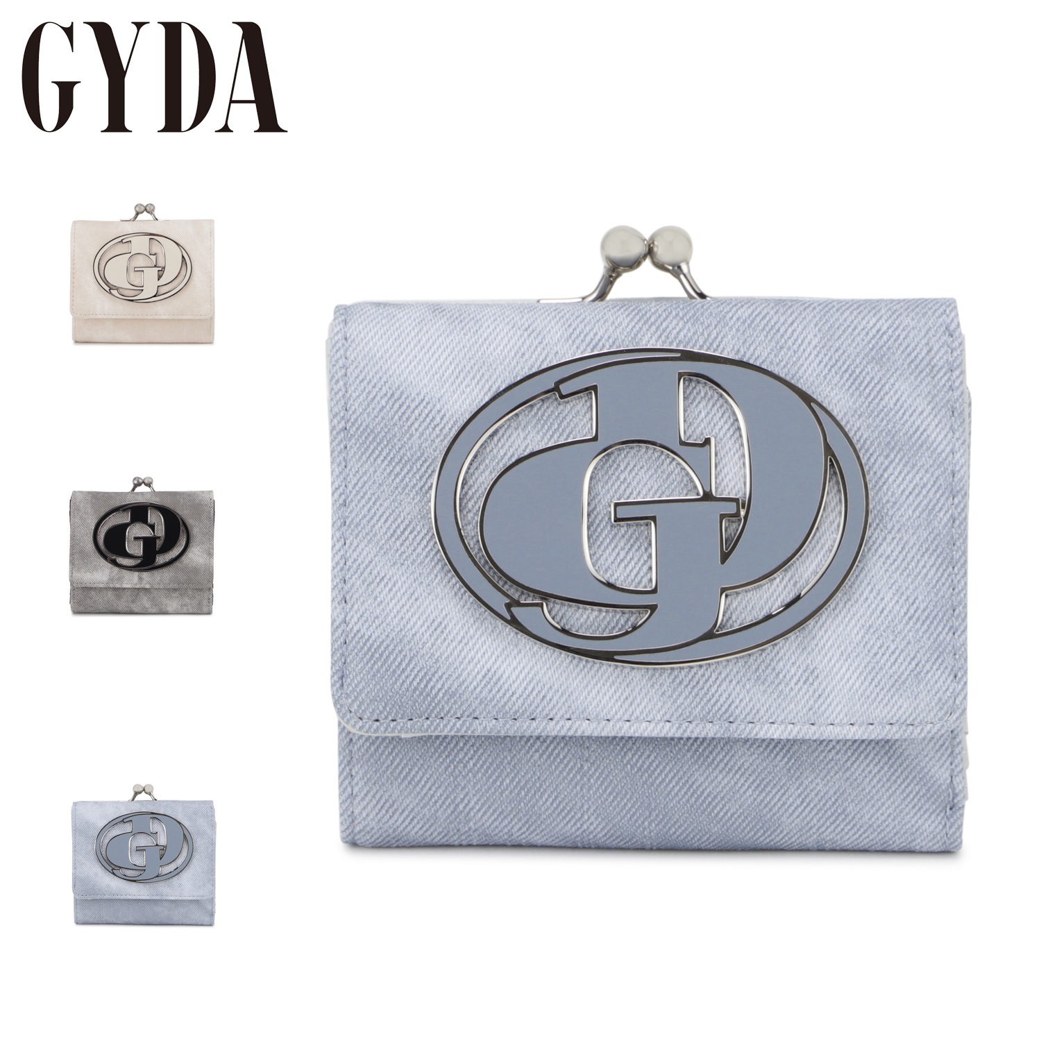 財布 三つ折り ミニ がま口 レディース コンパクト 小さめ CLASP アイボリー グレー ブルー GY-W422