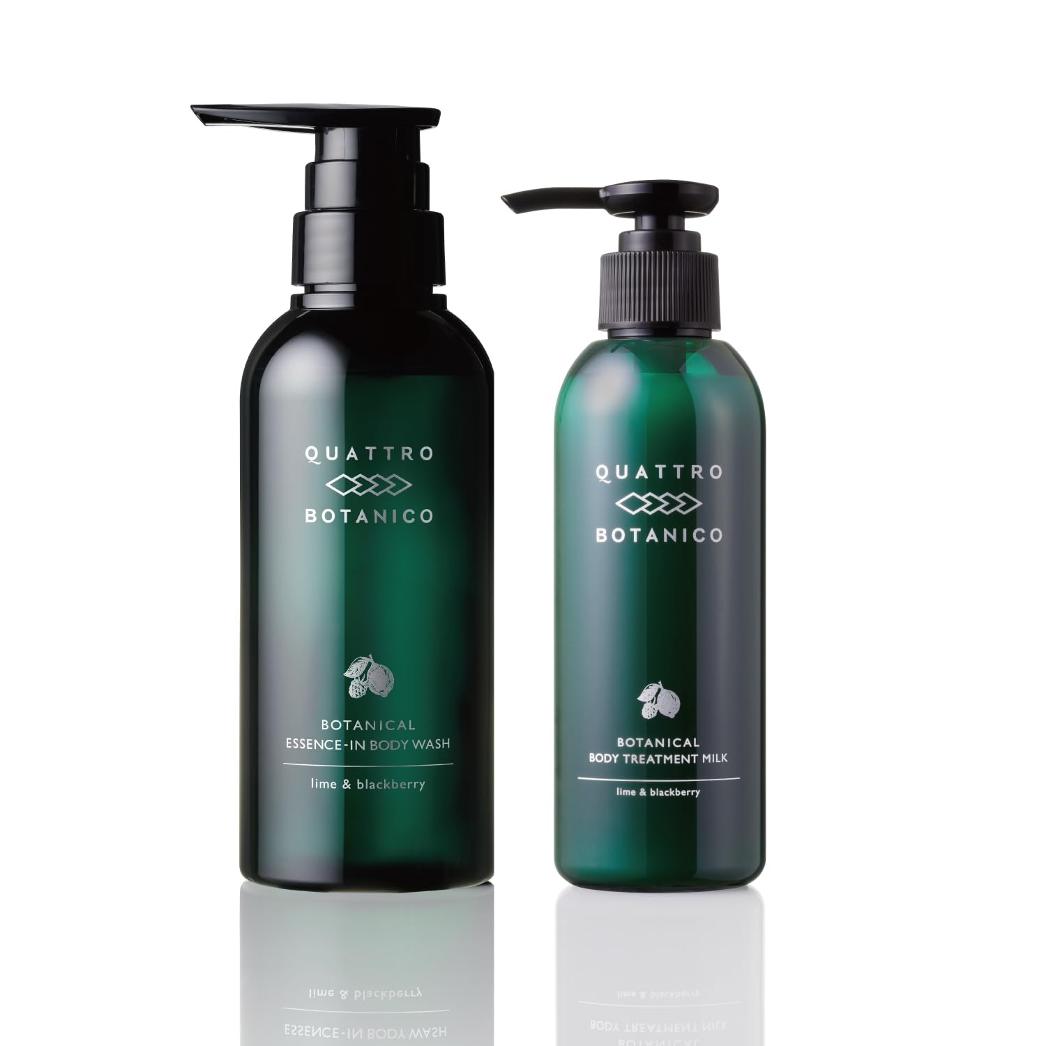 クワトロボタニコ ボタニカル ボディウォッシュ 300ml ＆ ボディミルク 180ml セット ライム＆ブラックベリーの香り アロマ 乾燥 乾燥肌 敏感肌 保湿 ボディソープ ボディクリーム 全身用
