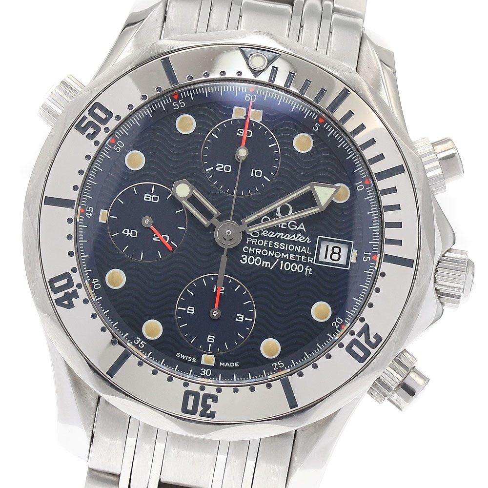 オメガ OMEGA 2598.80 シーマスター300 デイト クロノグラフ 自動巻き メンズ 良品 保証書付き_878907【中古】