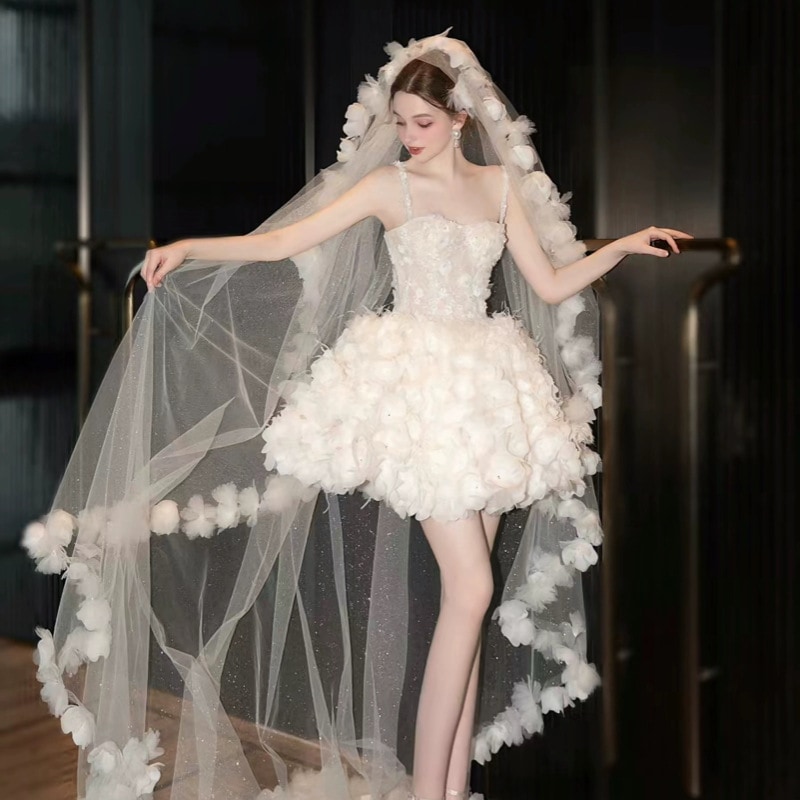 ミニドレス 白 安い 結婚式 二次会 ウェディングミニドレス 花嫁 ウェディングドレス 披露宴 プリンセス パーティードレス ミニ 発表会 コンサート 演奏会-38