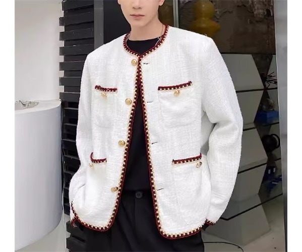 メンズ 男性用 ジャケット アウター 上着 ノーカラージャケット ミドル丈 長袖 ラウンドネック ノーカラー 大人可愛い きれいめ 上品 おしゃれ かっこいい こなれ感 個性的 クール エレガント