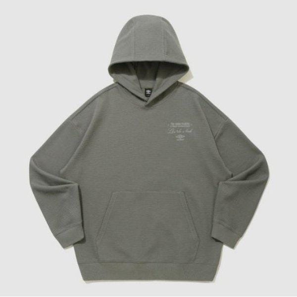 フード付き JQS UQ221CHD49-DKA レイトチェックアウト ワッフル フード付きTシャツ DEEP KHAKI