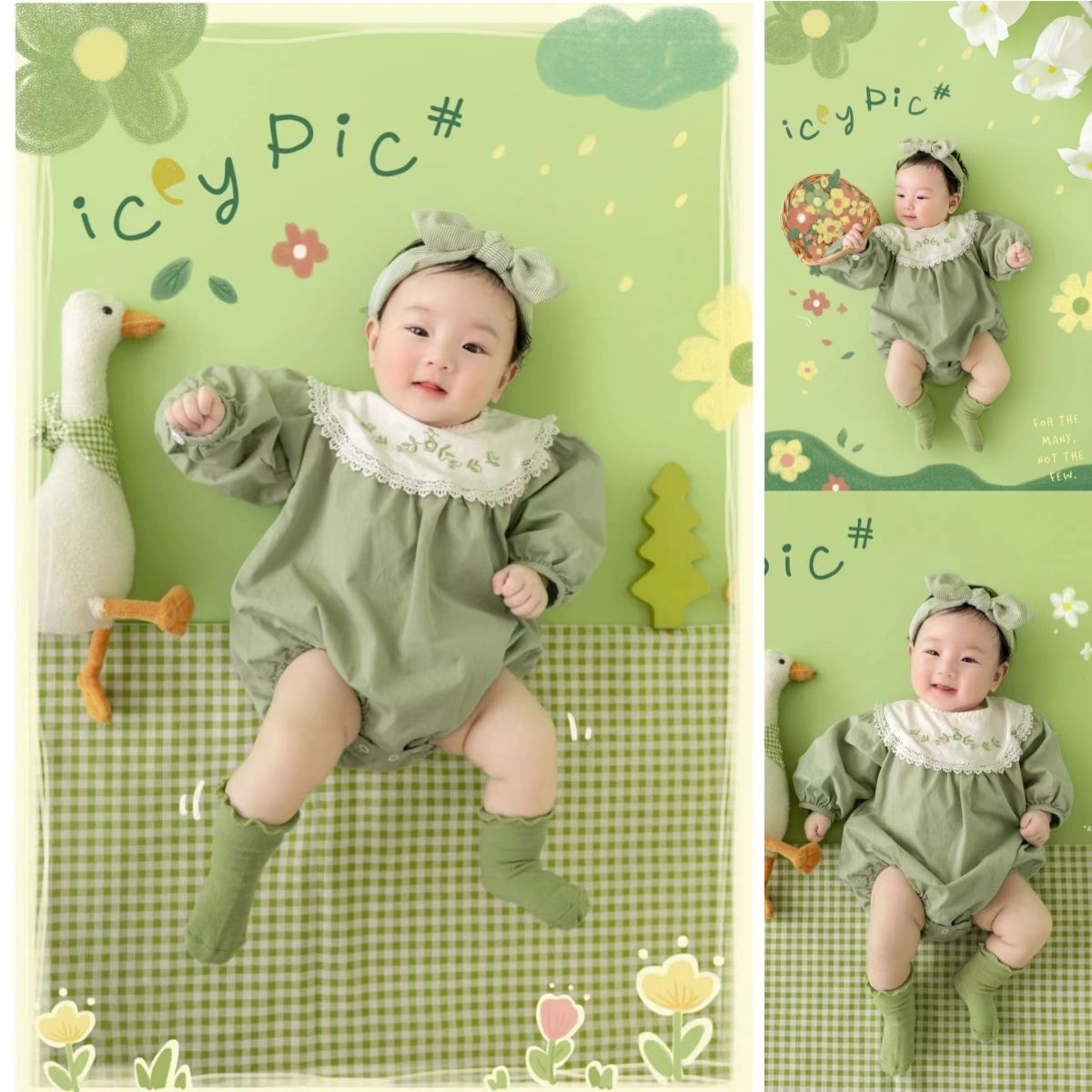 赤ちゃん百日写真衣装i Love Springテーマスタジオ子供写真撮影衣装撮影小道具