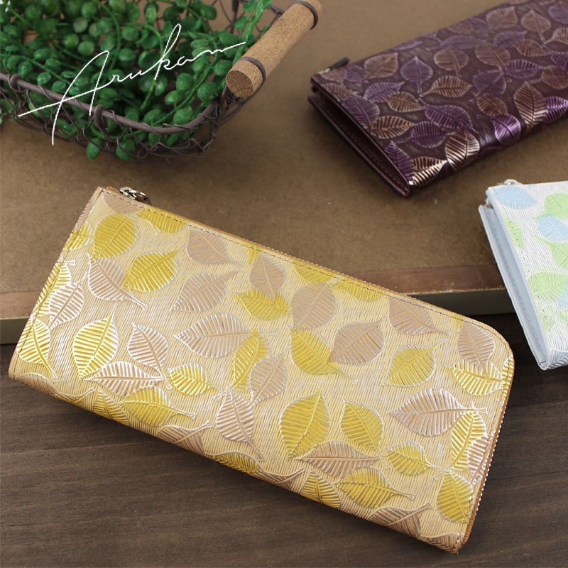 【処分価格】L字ファスナー長財布 リーフ 1413673 1413-673