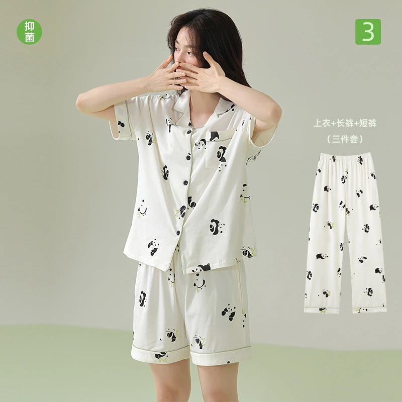 2025 夏 ルームウェア セットアップ 上下セット 部屋着 半袖セット カーディガン 3点セット パジャマ 夏 レディース