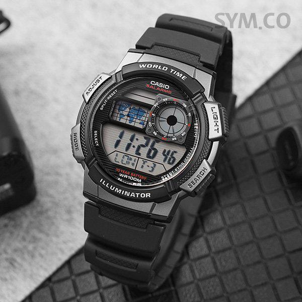 AE-1000W-1B 軍用兵士電子防水スポーツ メンズウレタン時計 d