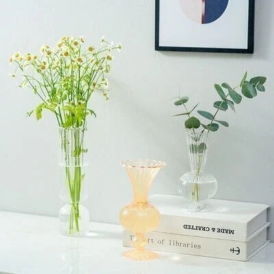 ガラス 花瓶 フラワーベース おしゃれ 一輪挿し 透明 生け花 花びん円柱 VE シンプル