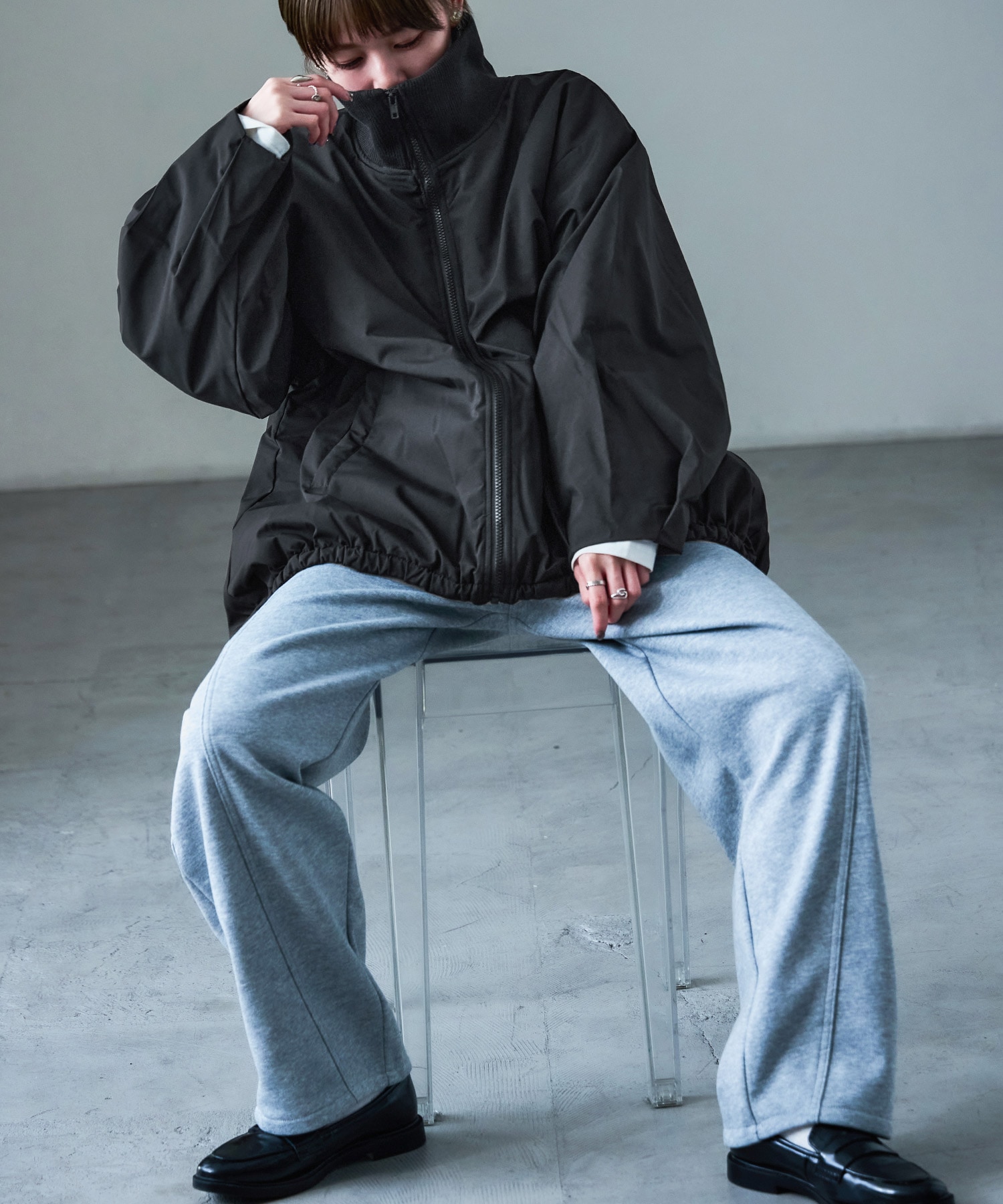 ビッグカラー 袖タック 中綿バルーンコート オーバーサイズ モンスターパーカコート アウター ダウンコート ゆったり 中綿 キルティング ダウンジャケット 大きめ 暖か 防寒 コート ブルゾン