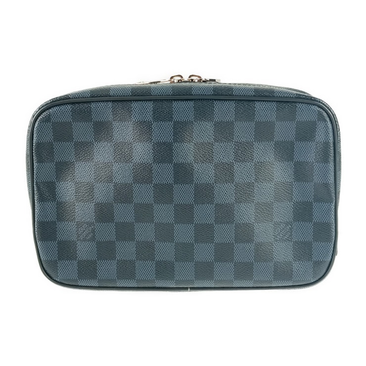 超美品 LOUIS VUITTON ルイヴィトン セカンドバッグ トゥルース・トワレ GM N47523 ネイビー系 シルバー金具 ダミエ・コバルト キャンバス メンズ ポーチ【本物保証】 59,760円
