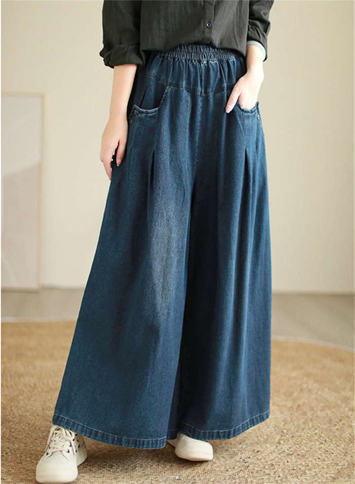 デニムワイドパンツ パンツ デニムパンツ ワイドパンツ 大きいサイズ レディース パンツ コットン 大人の楽ちん 美ゆる ゆったり デニム ワイドパンツ オリジナル デニムパンツ ゆったり カジュアル