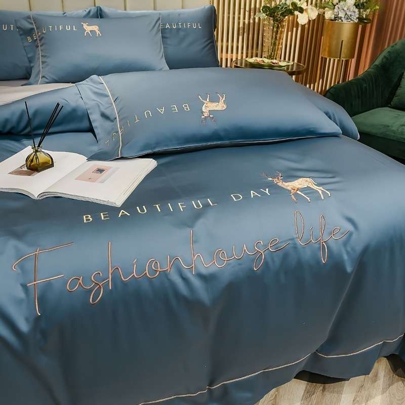 夏 アイスシルク4点セットベッドシーツ+布団カバー+枕カバー 掛け布団カバー /ボックスシーツ