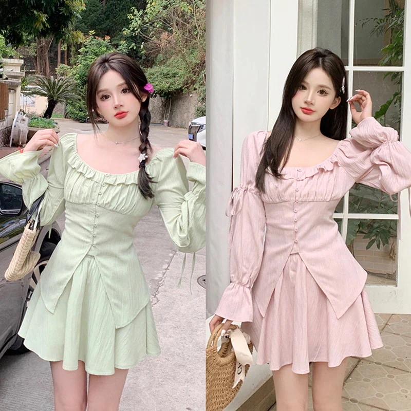 レディースカレッジスーツレディーススプリングシャツハーフスカート2点セット