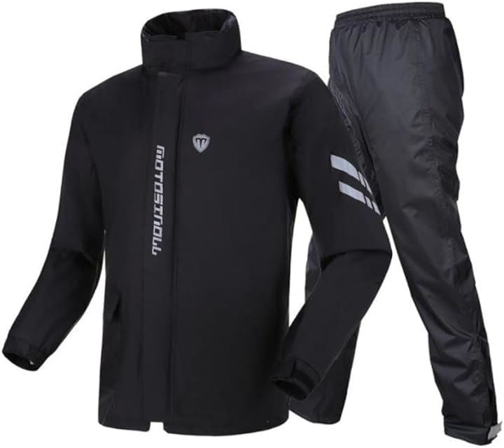 軽くて動きやすい レインスーツ 上下セット バイク ウェア レインウェア カッパ 合羽 防水 防風 レインコート 通勤 通学 通園 雨合羽 ゴルフウェア(ブラック, 2XL)