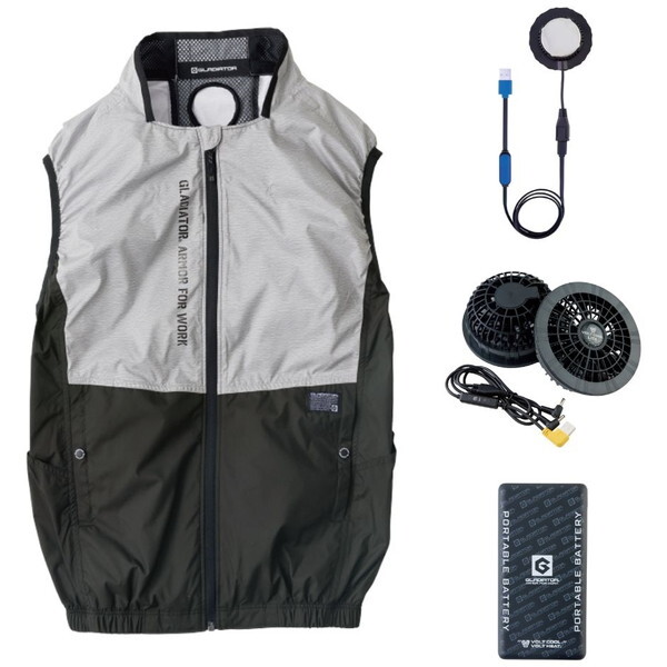 コーコス G244429 モクグレー M ボルトクール LITE+ ファン付きウェア ペルチェ ベスト セット