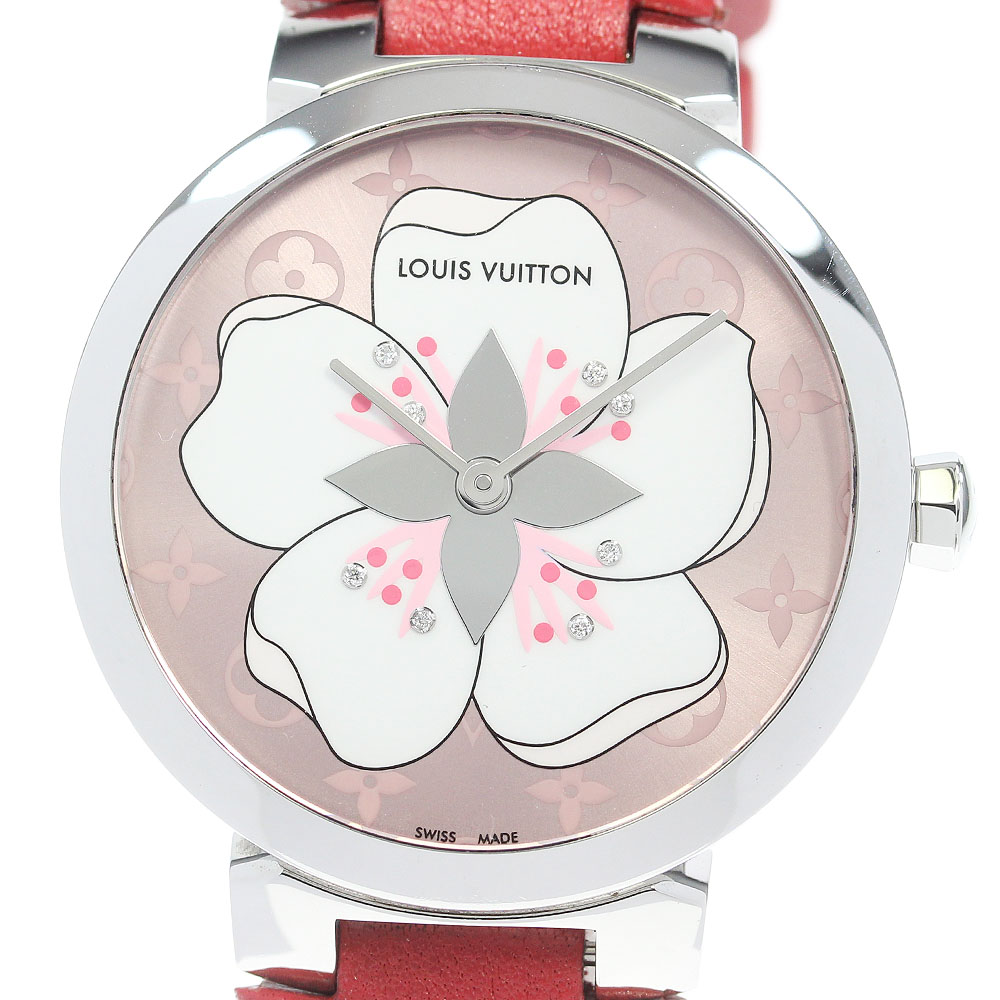 ルイ・ヴィトン LOUIS VUITTON Q13MJE タンブールサクラ 8Pダイヤ クォーツ レディース 箱・保証書付き_845171【中古】