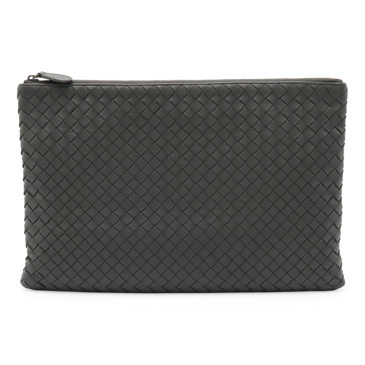 ボッテガベネタ イントレチャート クラッチバッグ セカンドバッグ フラットポーチ レザー グレー 35526