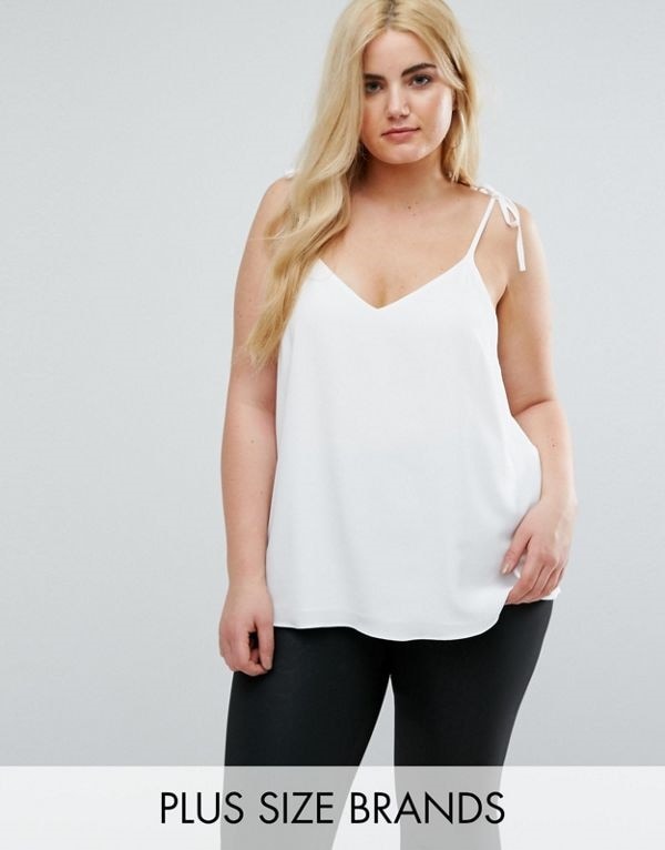 River Island レディース 大きめサイズ ゆったりサイズ 送料無料 White Plus Tie Strap Cami