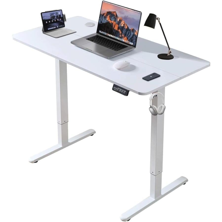 電動昇降式デスク スタンディングデスク パソコンデスク 幅 120cm 奥行 60cm 高さ 73-118cm 上下昇降 高さメモリー機能 衝突検知 静音 収納フック付き ゲ