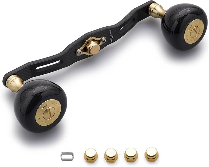 130mm リール ハンドル 36mm カーボンノブ搭載 シマノ SHIMANO ダイワ DAIWA アブ Abu 通用 ベイトリール Carbon (ゴールド - カーボン製ハンドル)