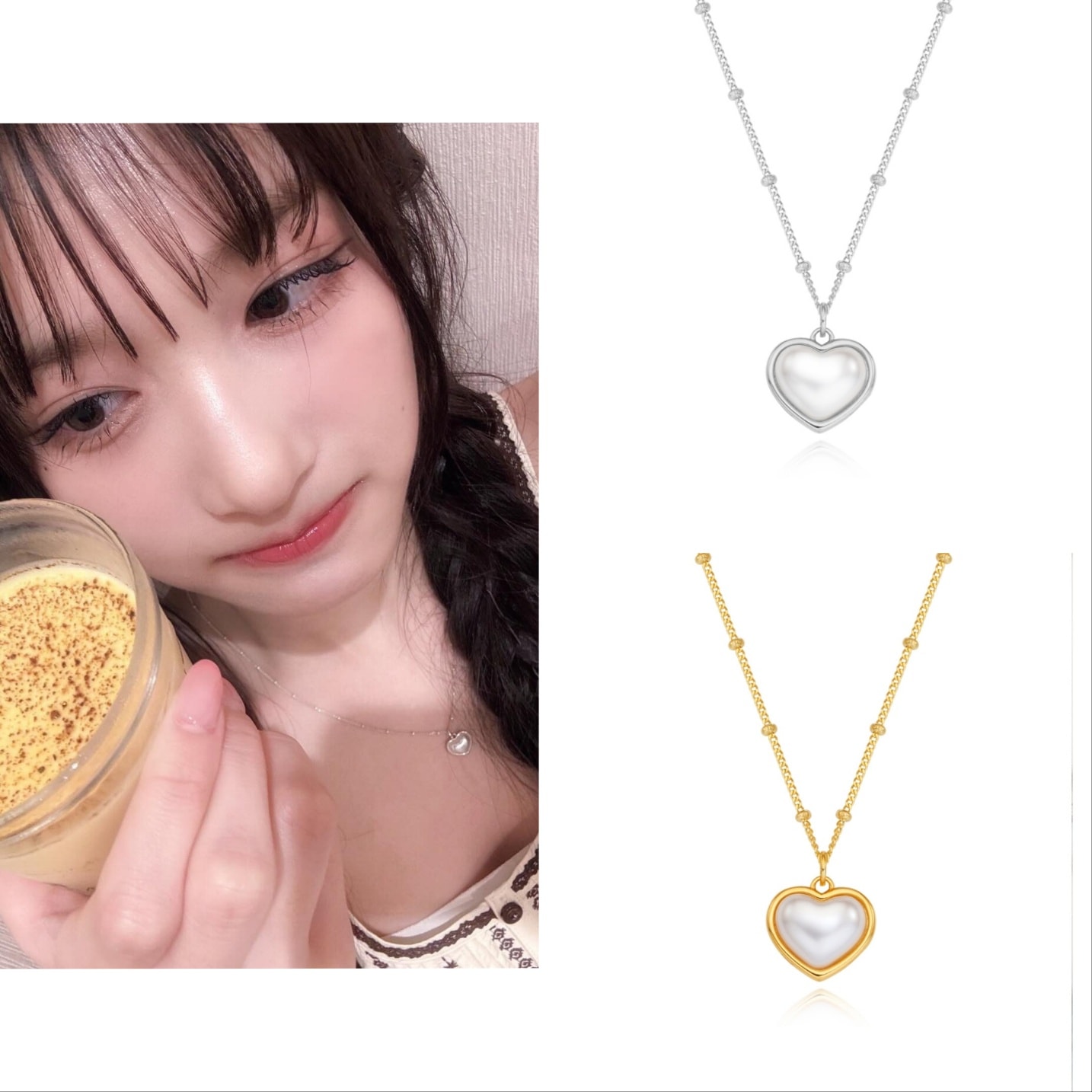 IVE イソ 着用 POETRY HEART PEARL NECKLACE