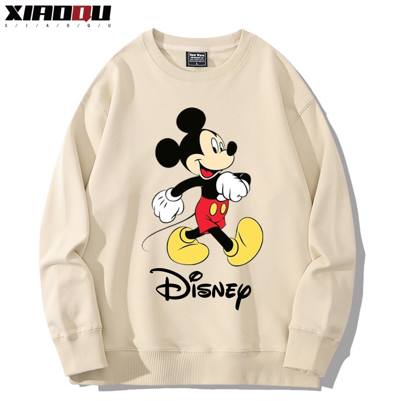 秋冬の男性と女性のためのミッキーマウス周辺ラウンドネックスウェットシャツゆったりと多用途のトップスとカジュアル服
