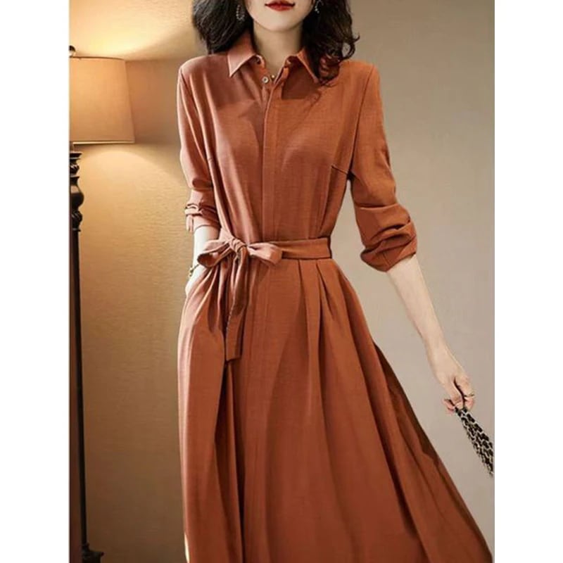 ワンピース 秋冬 2025 デザイン感 長袖 シャツワンピース 秋 新作 きれいめ レディースファッション