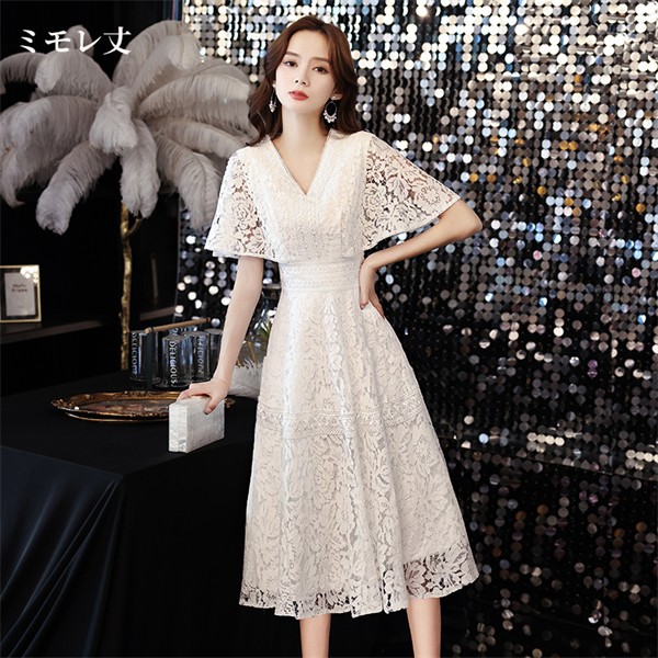 ワンピースドレスドレスワンピース 40代 フォーマルドレス 白 大人 演奏会 20代 パーティードレス 発表会 ショート丈 ピアノ ミモレ丈 30代 イブニングドレス ミモレ丈ドレス ドレス 結婚 10,622円