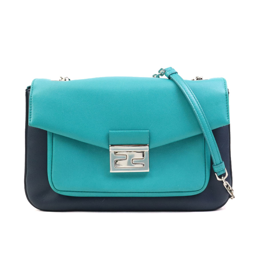 フェンディ FENDI ショルダーバッグ レザー ネイビー×グリーン レディース 8BR677-W2E 90223a