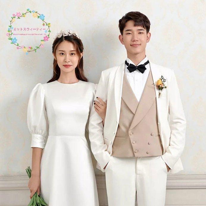 韓国ファッション花嫁 ウェディングドレス 演奏会 ロング フォーマルドレス 安い 発表会 白 結婚式 パーティードレス披露宴 スレンダー お呼ばれ 二次会 ビーチフォト後撮り 半袖