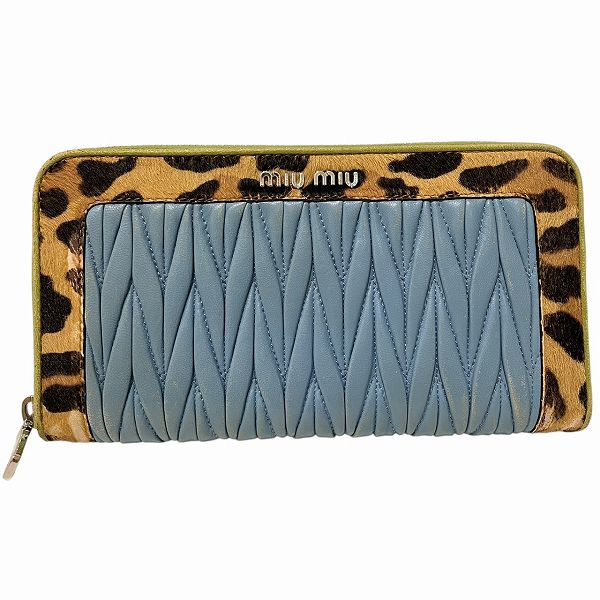 ミュウミュウ マトラッセ 5ML506 レザー×ハラコ 長財布 レディース