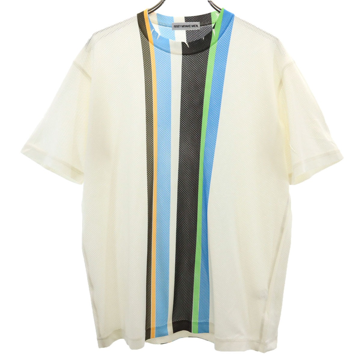 ISSEY MIYAKE MEN イッセイミヤケメン 日本製 半袖 メッシュ Tシャツ F アイボリー メンズ 古着