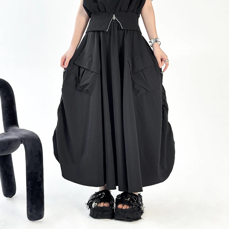 夏新作 デザイン感スカート 日系 百掛け ロングスカート ゆったり大きいサイズ 体型カバー スカート レディース