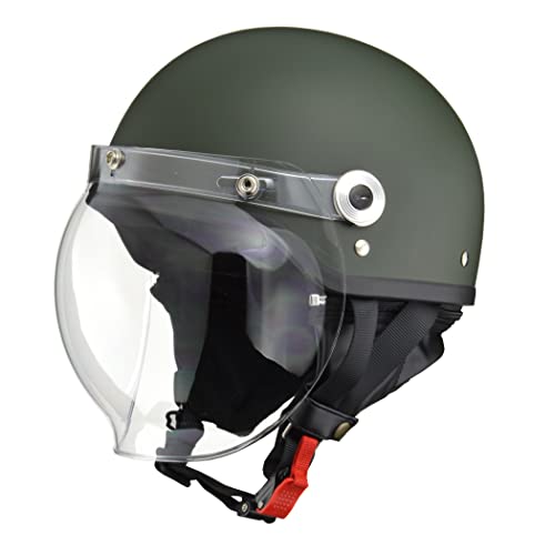 リード工業(LEAD) バイクヘルメット ジェット CROSS バブルシールド付き マットグリーン CR-760 - FREE (頭囲 57cm60cm未満)