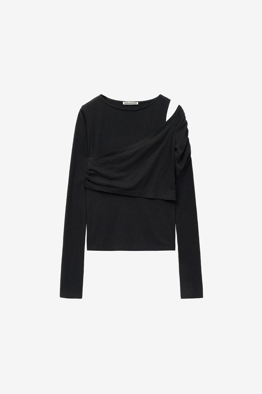 【INSILENCE】 LAYERED SHIRRING LONG SLEEVE : BLACK